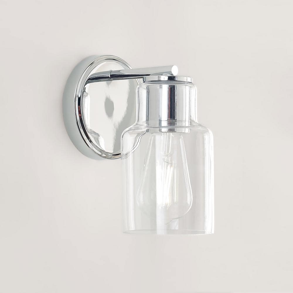 Chrome Wall Sconce with Clear Glass Shade
