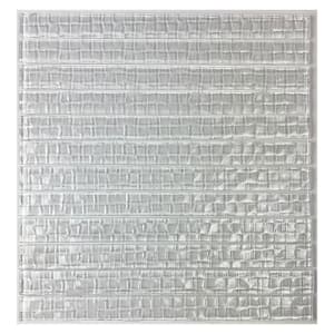 Square Wave Snow White Trim 1 in. x 12 in. Glossy Textured Glass Decorative Wall Tile (15 sq. ft./Case)