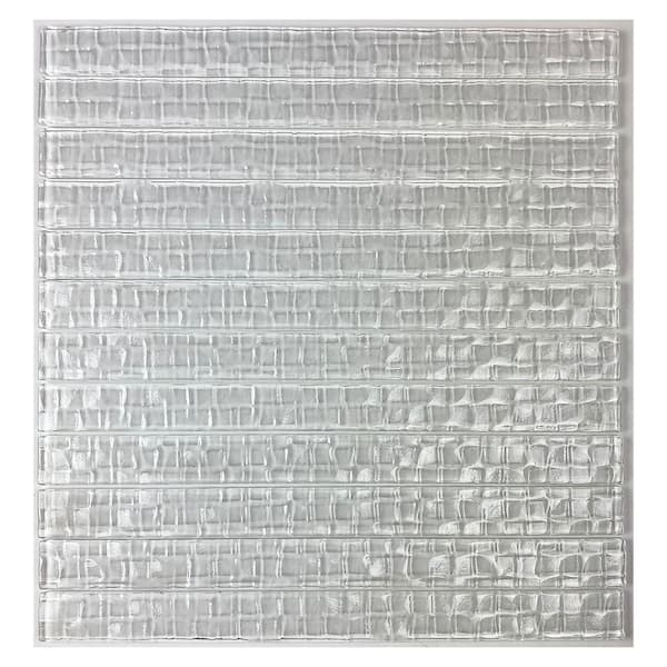 Metro Cubes Snow White 1 in. x 12 in. Glossy Textured Glass Floor Wall Tile (6 sq. ft./Case)
