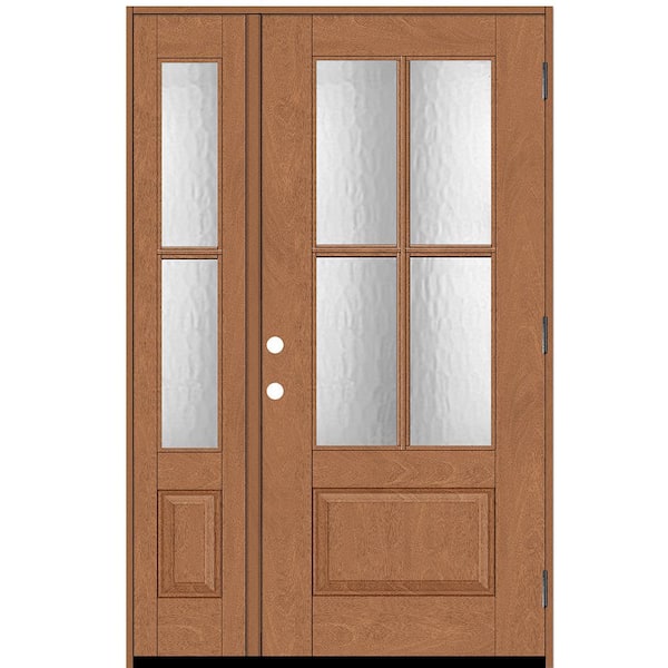 Steves & Sons Regency 53 in. x 80 in. 3/4Lite 4SDL Oasis Deco Glass LHOS Prefinish AutumnWht Fiberglass Prehung Front Door w/1_ 14inSL