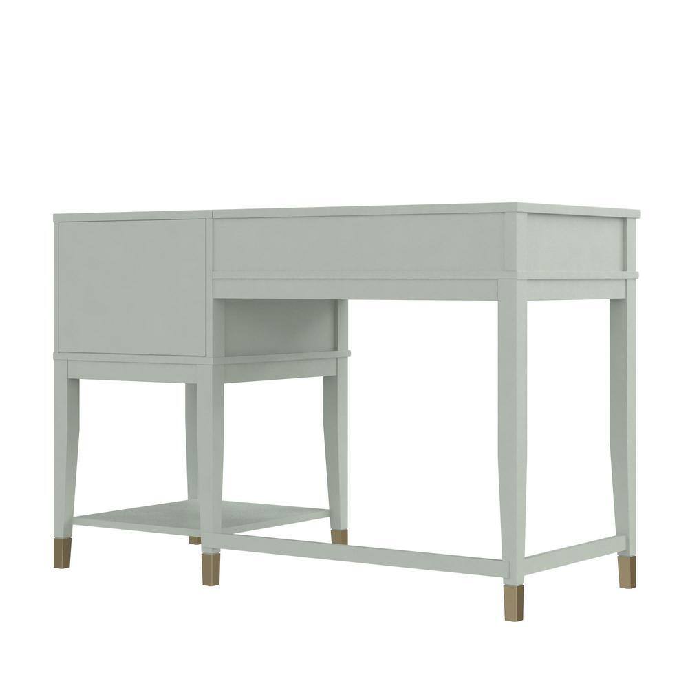 Pale Green Adjustable Height Wood Desk with Drawers