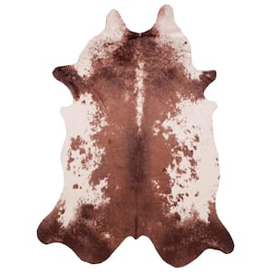 Halina Faux Cowhide Brown 5 ft. x 7 ft. Shaped Rug