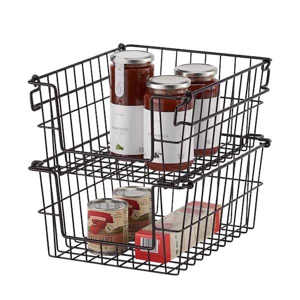TRINITY 11 in. Dark Bronze Stackable Wire Basket (2-Pack)