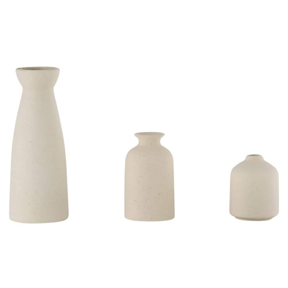 Ceramic Vase Set of 3 Small Flower Vases for Decor, Modern Boho Farmhouse for Pampas Grass & Dried Flowers, Beige price history on PriceWatchPro