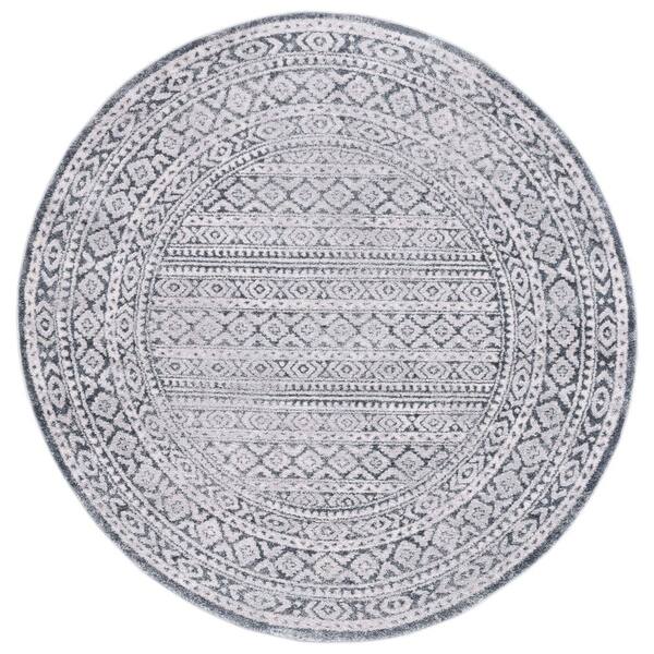 Toscana 7 ft. x 7 ft. Gray/Ivory Tribal Round Rug