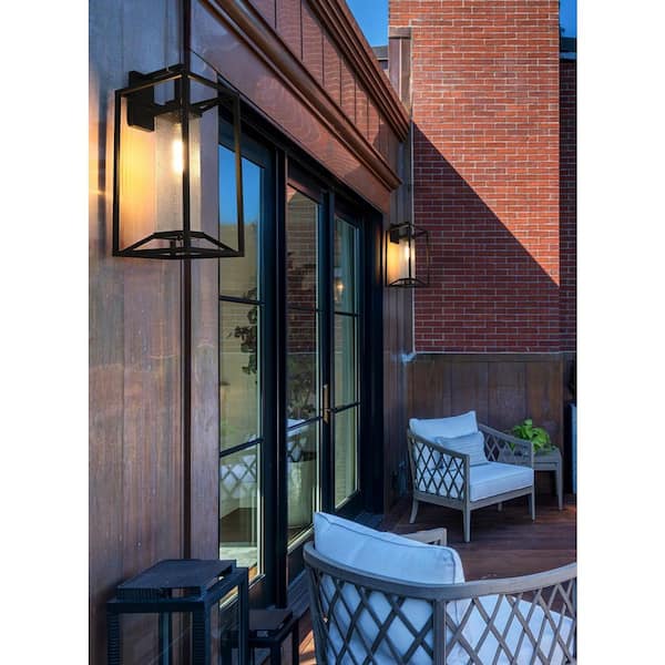 25.5 in. Black Outdoor Hardwired Wall Sconce with No Bulbs Included