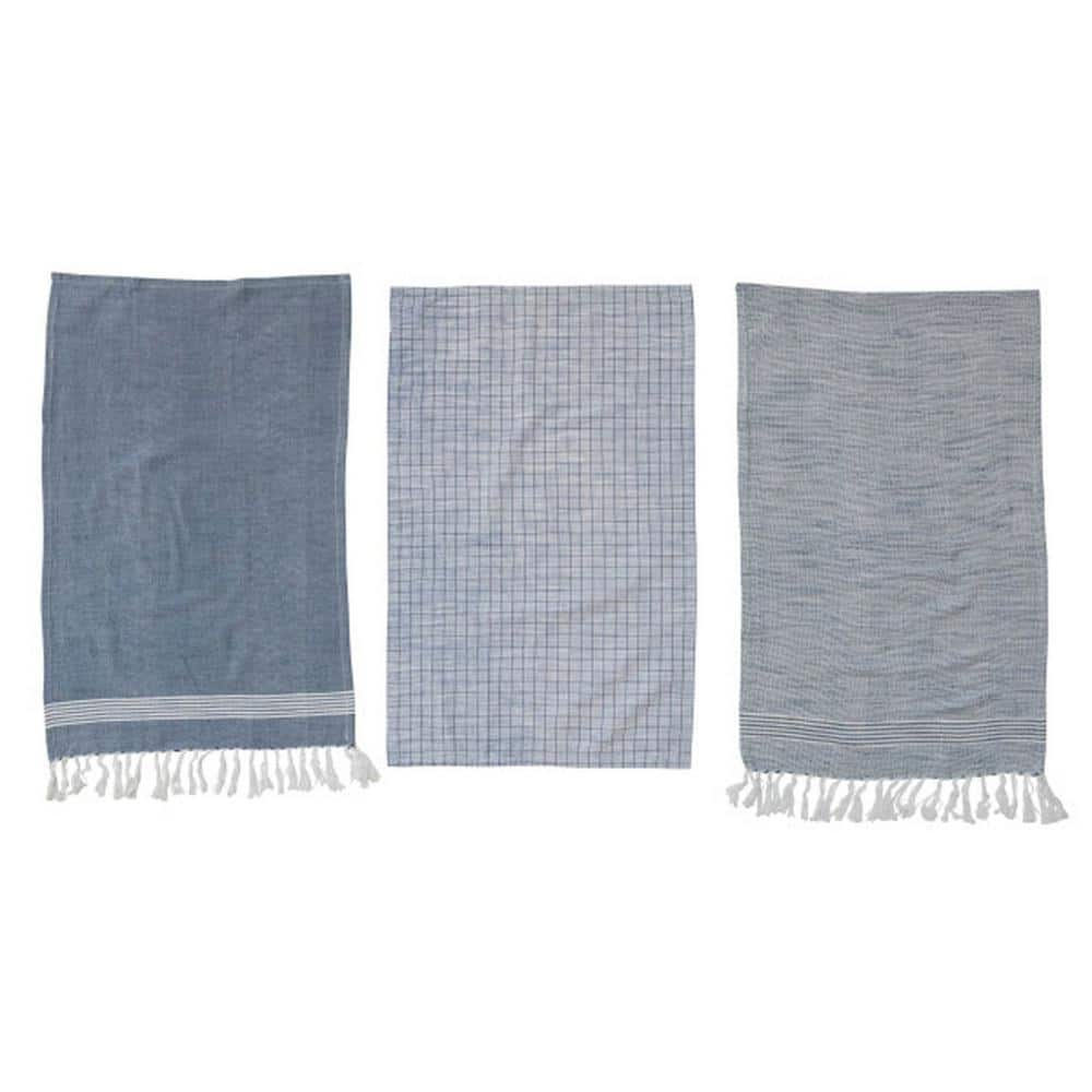 Blue and White Plaid Kitchen Towels Set of 6 - Blue Checkered, 100% Cotton,  Blue Kitchen Towels - Kitchen Hand Towels, Linen Tea Towels - Boho Dish