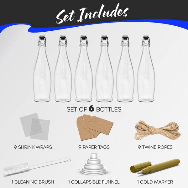 Nevlers 6 Pack 33 oz. Glass Bottles with Swing Top Stoppers