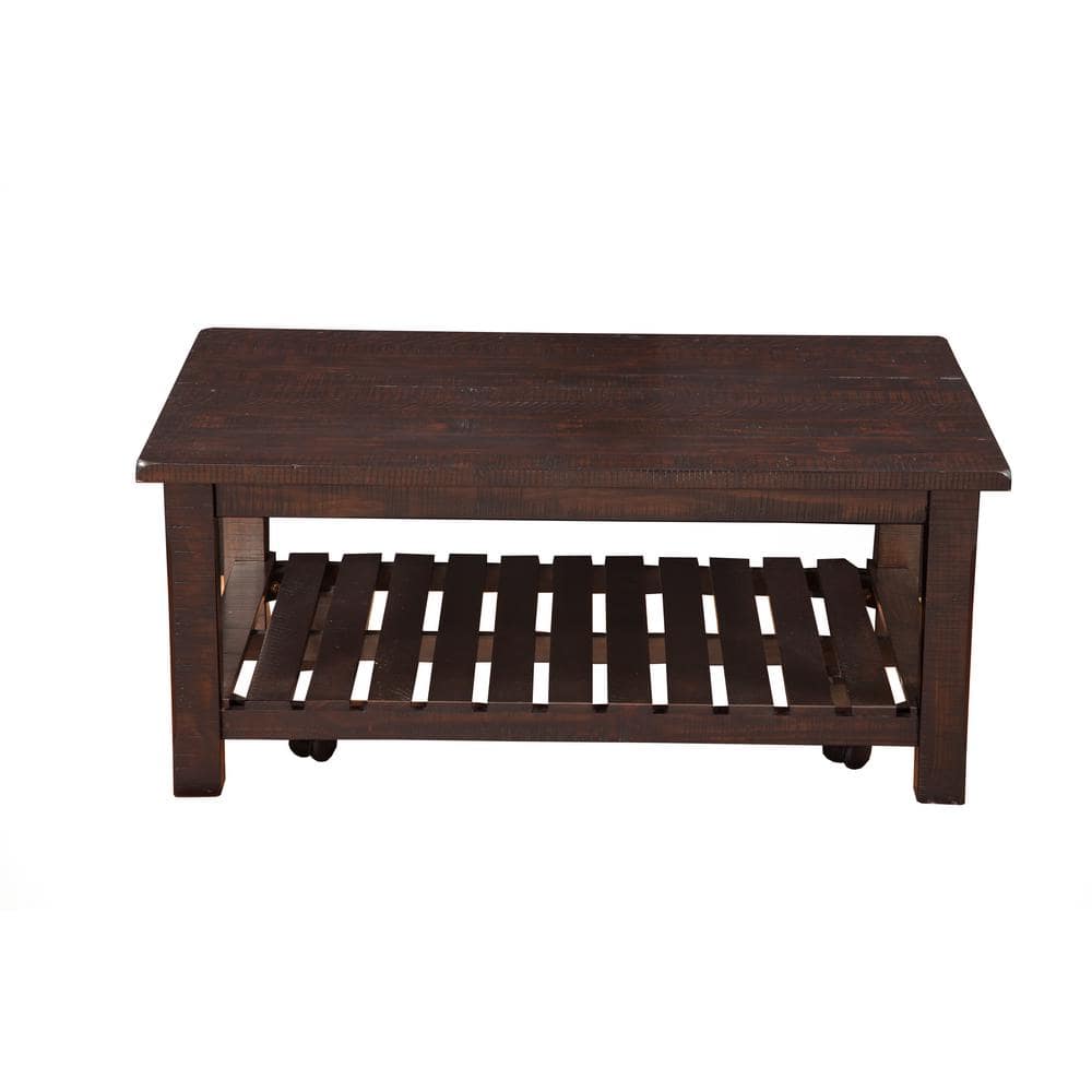 Espresso Hillsboro Rustic Pine Wood Coffee Table with Storage