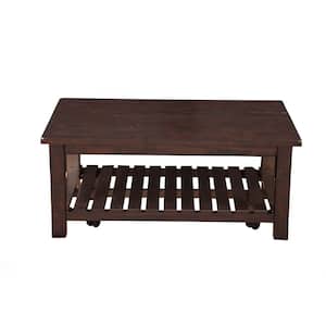 Barn Door 42 in. Espresso Large Rectangle Wood Coffee Table with Casters