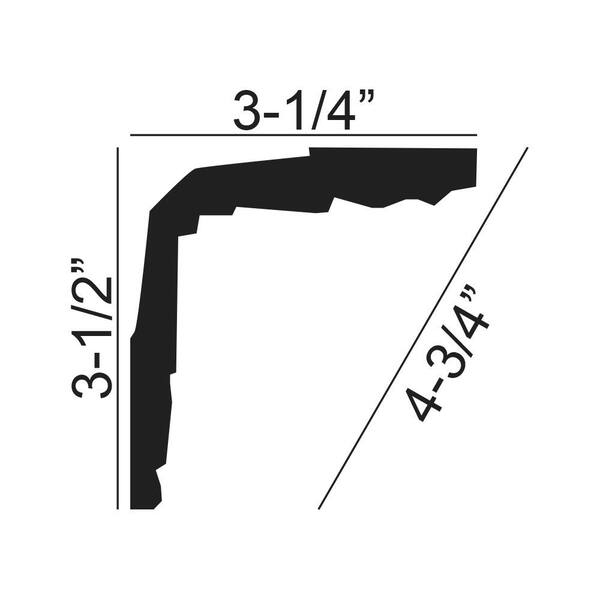 American Pro Decor 3-1/4 in. x 3-1/2 in. x 94-1/2 in. Lamb's Tongue Polyurethane Crown Moulding Pro Pack 31-1/2 LF (4-Pack)