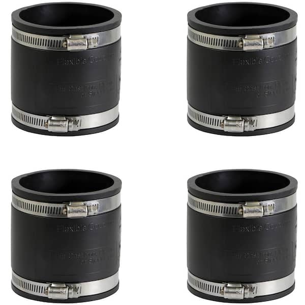 PLUMBFLEX 3 in. PVC Flexible Coupling with Stainless Steel Clamps (Pack of 4)