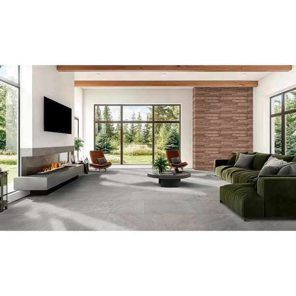 Sevres Silver Dune 15 in. X 30 in. Matte Porcelain Slate Look Floor And Wall Tile (12.5 sq. ft./Case)