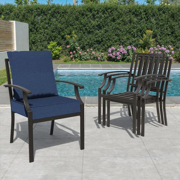 Halmuz 7-Piece Metal Outdoor Dining Set with 6 Chairs, Round Fire