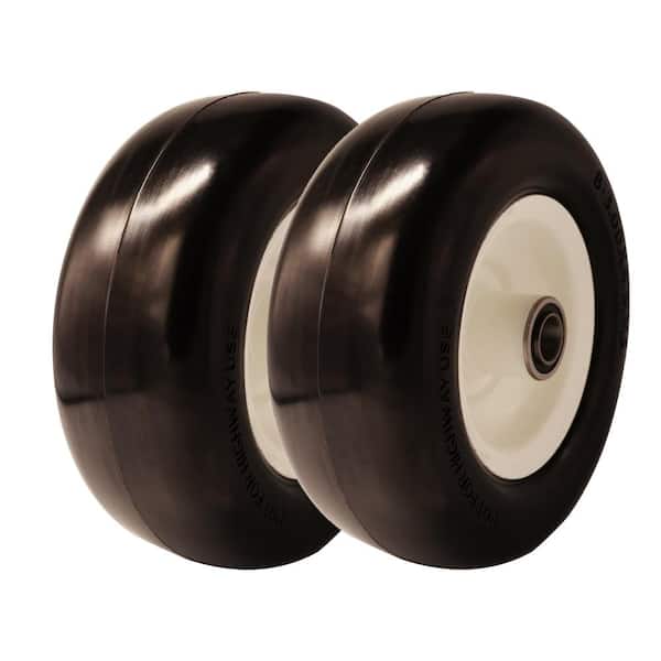 Ogracwheel 8x3.00-4 Flat Free Tire with 3/4 and 5/8 Bearings, 3.25-4.75" Center Hub, Set of 2