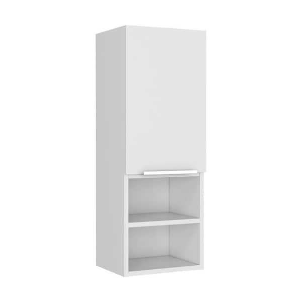 11.8 in. W x 32.1 in. H Rectangular White Particle Board Surface Mount Medicine Cabinet without Mirror