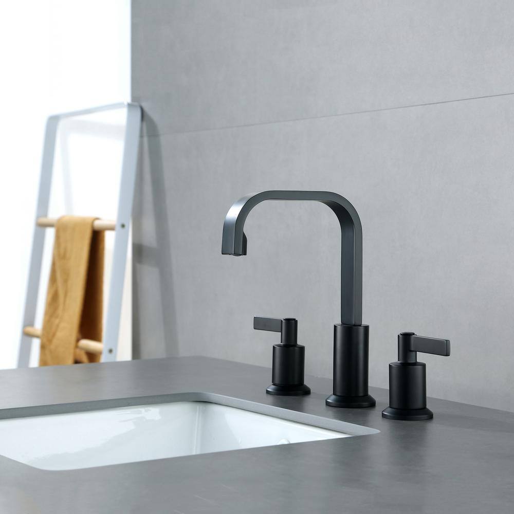 Matte Black Brass 8-inch Widespread Bathroom Faucet