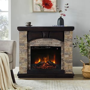 41 in. Freestanding Electric Fireplace in Tan