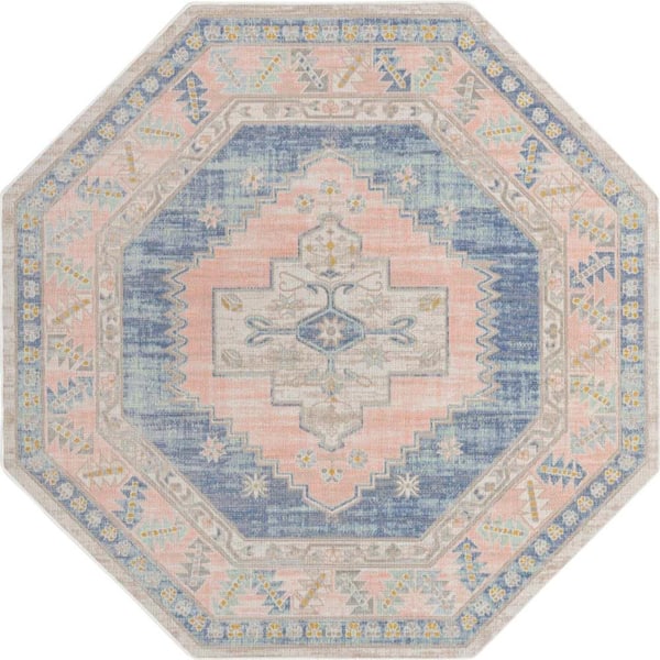 Unique Loom Whitney Geneva French Blue 7 ft. 1 in. x 7 ft. 1 in. Area Rug