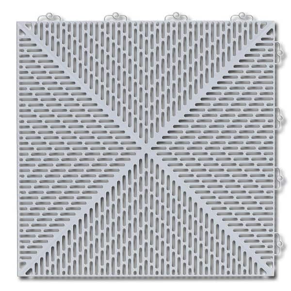 Bergo Soft 1.24 ft. x 1.24 ft. Polyethylene Interlocking Deck Tiles in Shadow Gray 35-per case/53.8 sq. ft.