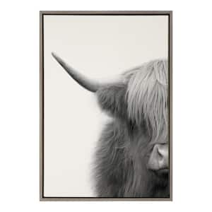Sylvie "Hey Dude Highland Cow Crop" by The Creative Bunch Studio Framed Canvas Animal Wall Art 33 in. x 23 in.