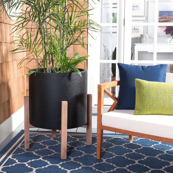 Loflen Black Concrete Ficonstone Outdoor Planter (25.3 in. W x 29.3 in. H)