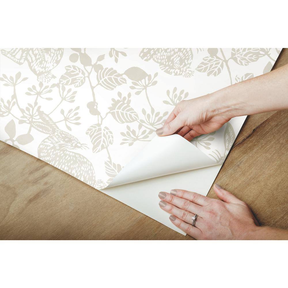 Warm Taupe Leaf Concerto Peel and Stick Wallpaper