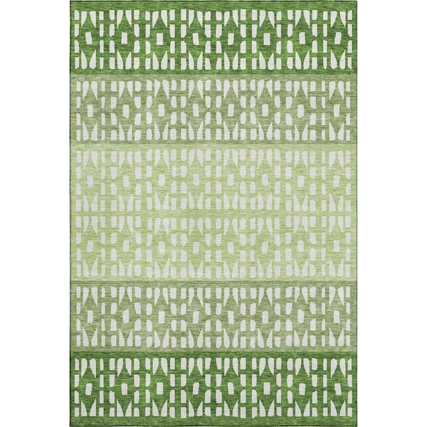 Addison Rugs Mayfield Premium Machine Washable Abstract AMF964 Green 8 ft. x 10 ft. Area Rug