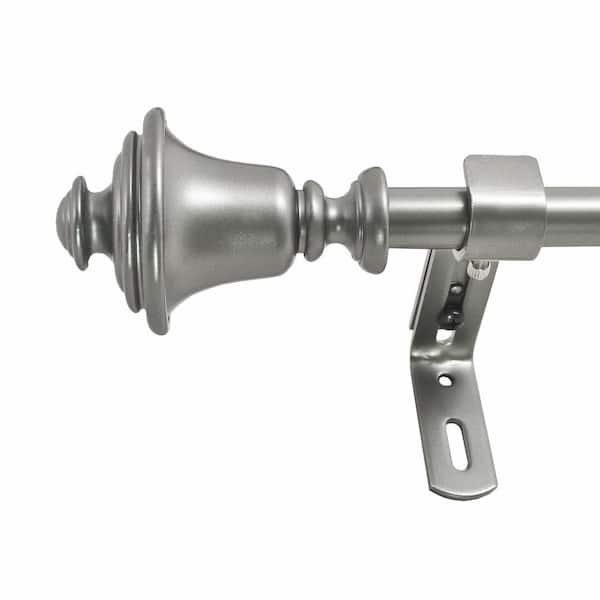 Montevilla Bell 26 in. - 48 in. Adjustable Curtain Rod 5/8 in. in Dark Nickel with Finial