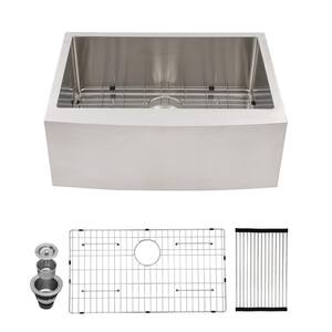 Stainless Steel 16-Gauge 27 in. Single Bowl Farmhouse Apron Kitchen Sink with Bottom Grid
