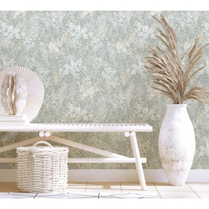 Flora Collection Grey Soft Floral Foliage Matte Finish Non-Pasted Vinyl on Non-Woven Wallpaper Roll