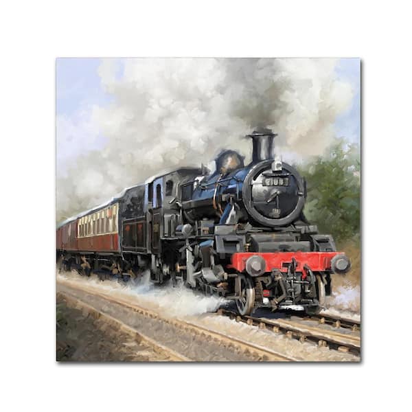 Trademark Fine Art 14 in. x 14 in. "Steam train Square" by The Macneil Studio Printed Canvas Wall Art