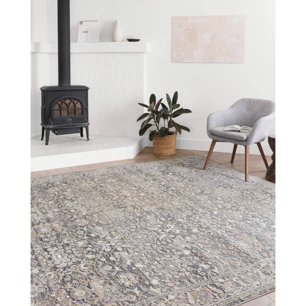 Elegant Gray Oriental 6'x8' Synthetic Area Rug