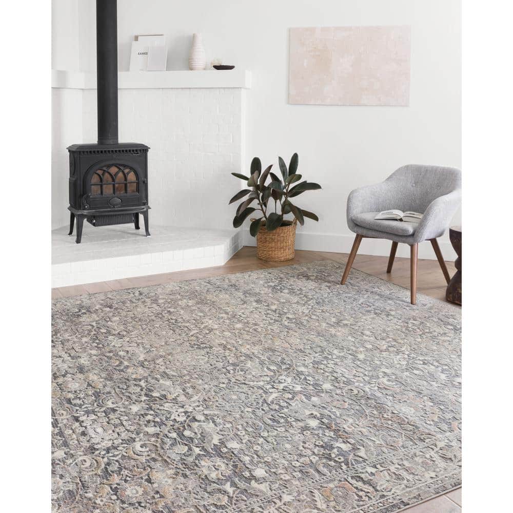Lucia Gray and Mist Rectangular Stain-Resistant Area Rug