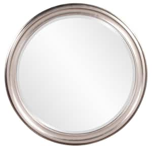 Medium Round Silver Leaf Beveled Glass Casual Mirror (36 in. H x 36 in. W)