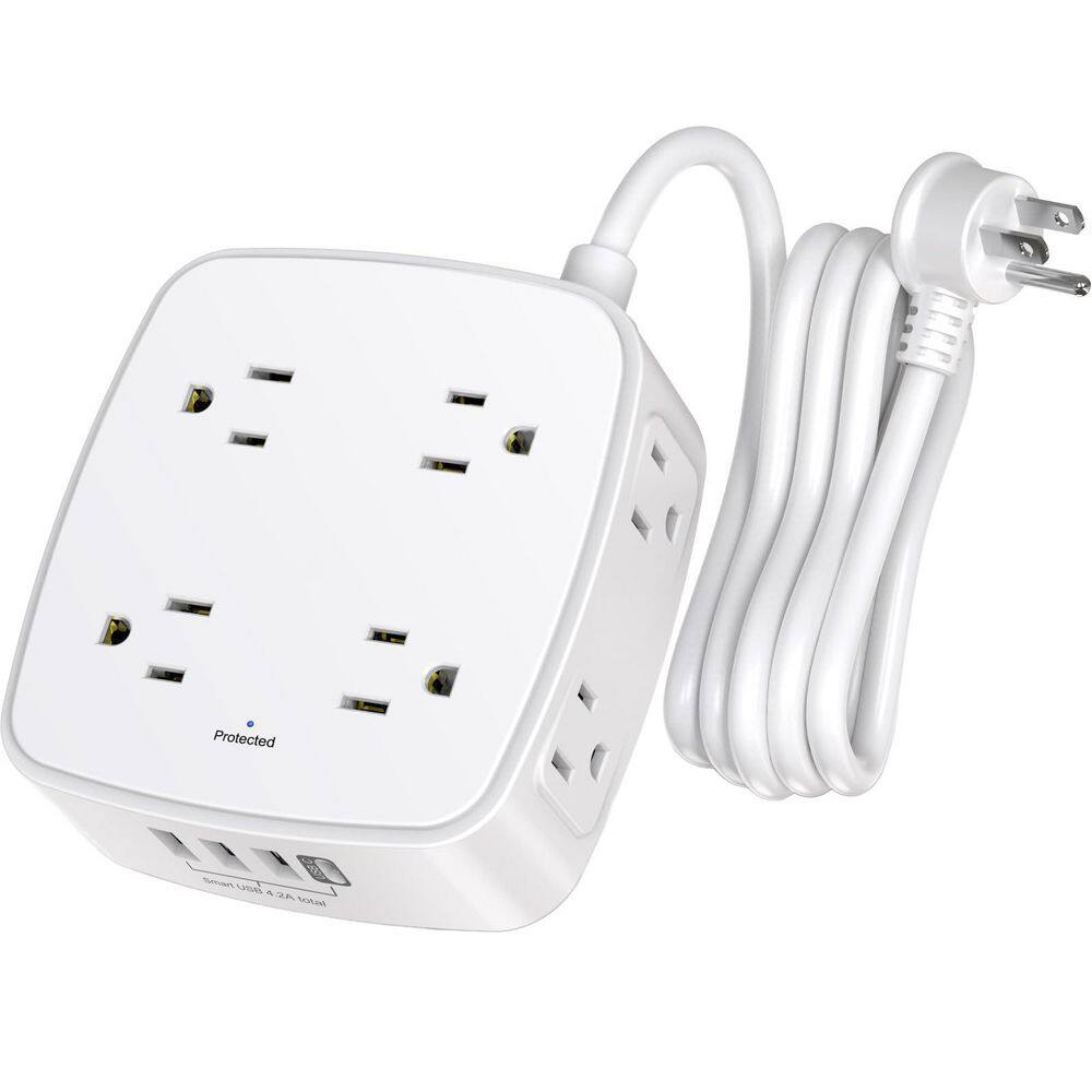 6 ft. Extension Cord Surge Protector Power Strip 8-Outlet 4 USB-A and C Ports with Flat Plug Wall Mount White price history on PriceWatchPro