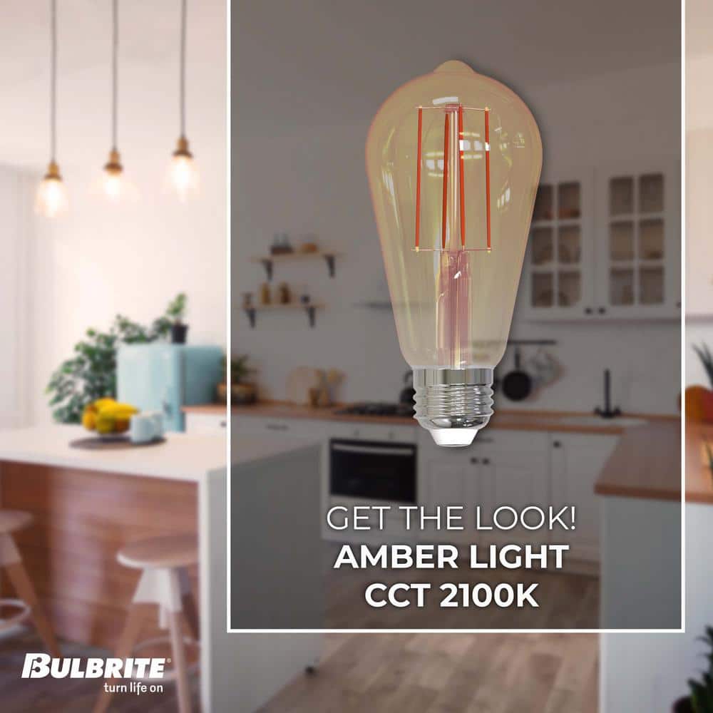 Antique Amber Dimmable LED ST18 Light Bulbs, 2-Pack