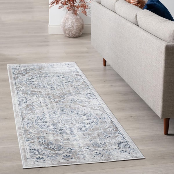 Nexus Medallion Gray 2 ft. x 8 ft. Indoor Runner Rug