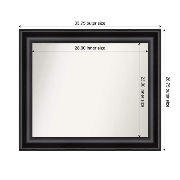 Amanti Art Grand Black 33.75 in. x 28.75 in. Custom Non-Beveled Recycled Polystyrene Framed Bathroom Vanity Wall Mirror