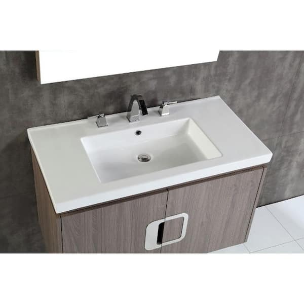 Torrey 36 in. W x 19 in. D x 22 in. H Single Vanity in Gray Brown Oak with Ceramic Vanity Top in White with White Basin