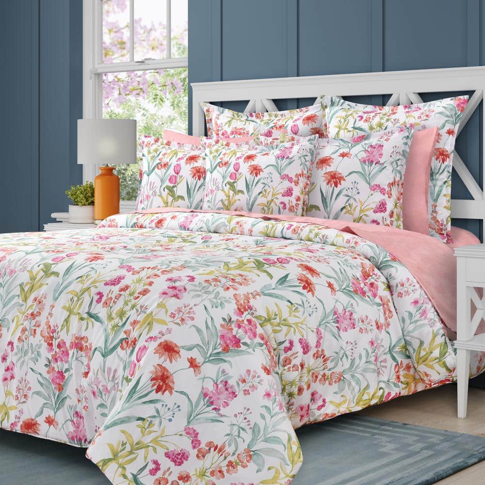 Full Pink Microfiber Reversible Comforter Set
