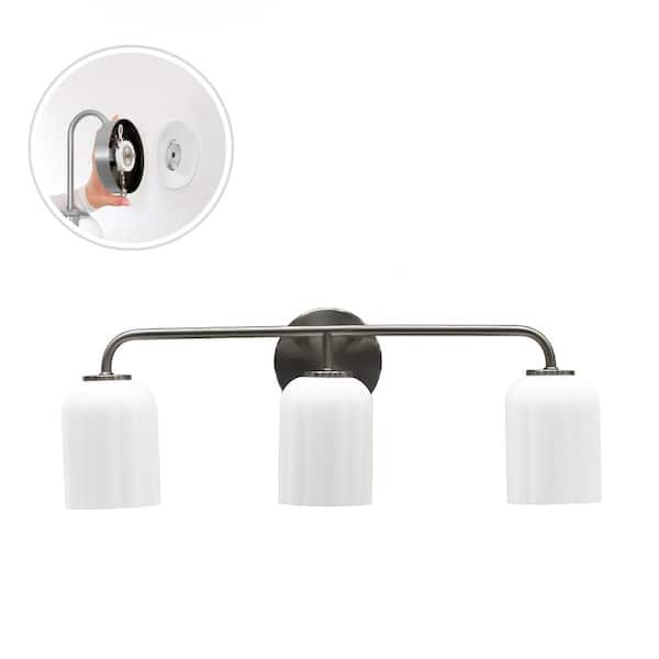 Parkmont 24 in. Plug and Play 3-Light Brushed Nickel Vanity Light with SkyPlug