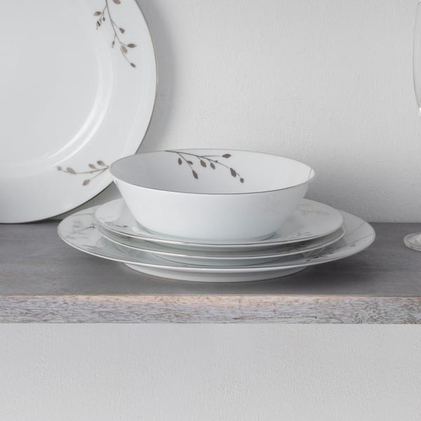 Noritake Birchwood 12-Piece (White) Porcelain Dinnerware Set