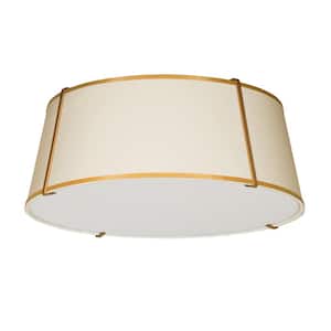 Trapezoid 22 in. 4-Light Gold Fabric Flush Mount