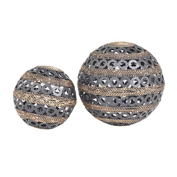 Litton Lane Gray Metal Geometric Sculpture (Set of 2)