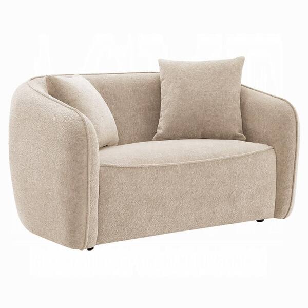 Keina 35 in. Chenille 2-Seater Tight Back Loveseat in Beige