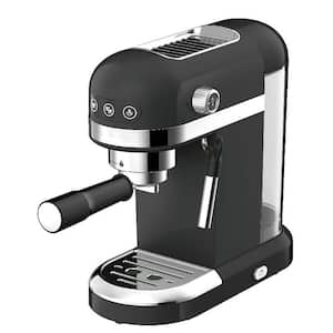 1350-Watt 2-Cup Black Espresso Machine 20-Bar Compact Coffee Maker with Milk Frother Steam Wand and 1.4 l Water Tank