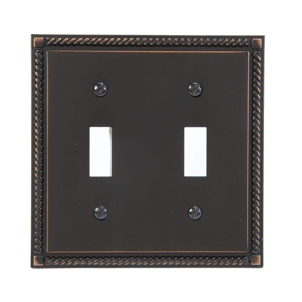 Aged Bronze Double Toggle Cast Metal Wall Plate