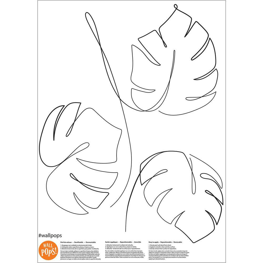 Black Organic Palm Leaves Peel & Stick Wall Decal