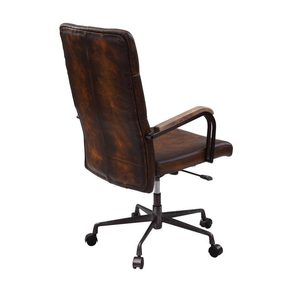 Adjustable Noknas Brown Leather Executive Swivel Chair with Metal Base